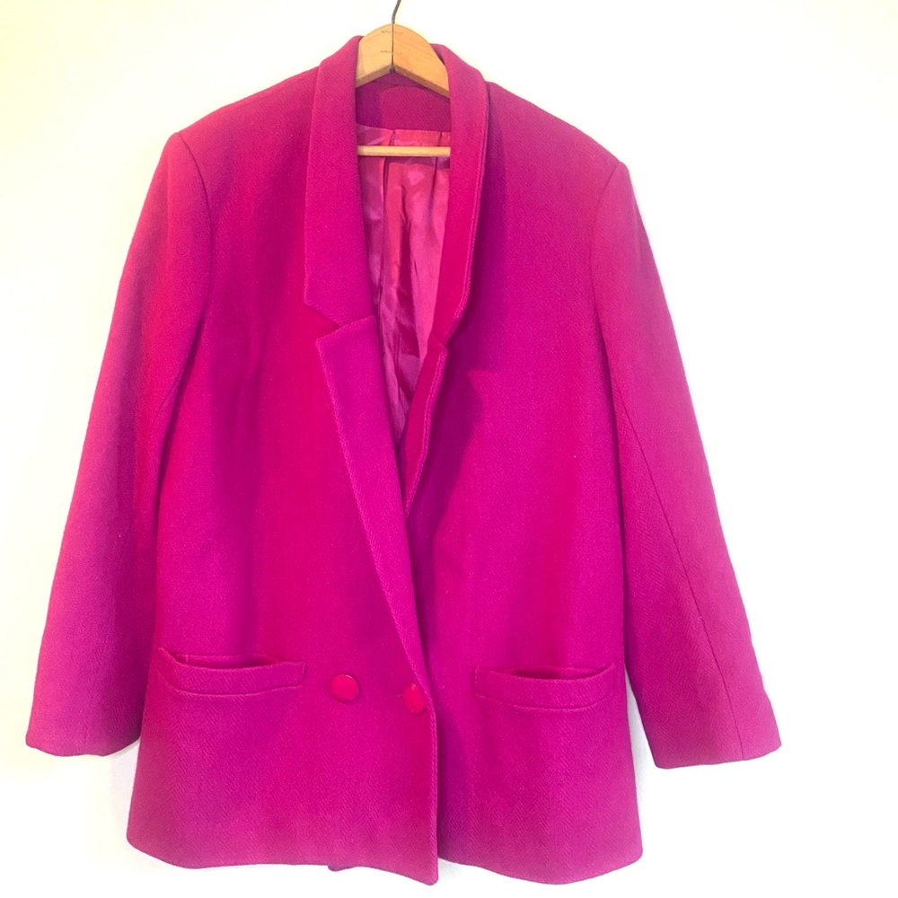 VTG 80’s 100% Wool Blazer Magenta Fuchsia Women’s 12 (today’s 8/10)